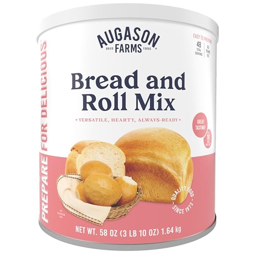 Augason Farms Bread and Roll Mix Can Emergency Food Supply, 48 Servings, 10 Year Shelf Life - Makes 6 Loaves or 72 Bread Rolls for Prepared Meals Ready to Eat