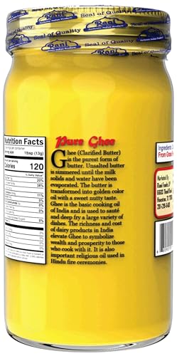 Rani Ghee Pure & Natural from Grass Fed Cows (Clarified Butter) 8oz (227g) ~ Glass Jar | Paleo Friendly | Keto Friendly | Gluten Free | Product of USA