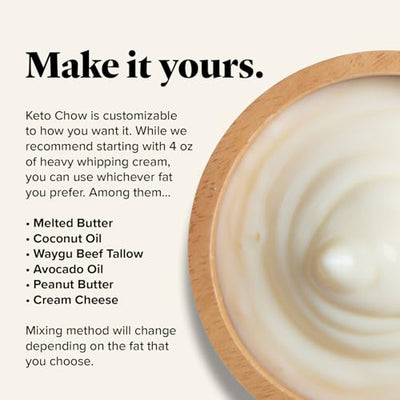 Keto Chow Vanilla Cream - Keto Meal Replacement Shake Powder - Nutritionally Complete - Low Carb - Delicious Easy Meal Substitute - Protein Rich You Choose The Fat - Single Meal - 3 Pack