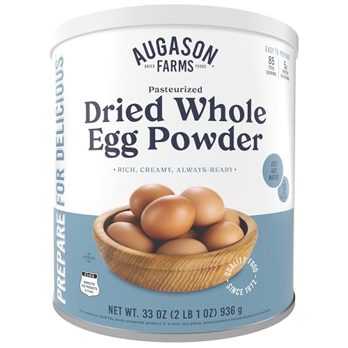 Augason Farms Dried Whole Egg Powder Can - Pasteurized Eggs for Kitchen use, Baking meals & Daily use - Emergency Food Storage - Long Shelf Life Powdered Eggs - 85 Servings