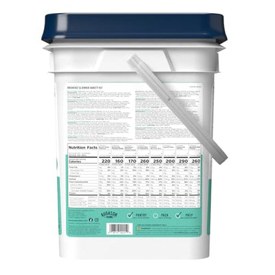 Augason Farms Breakfast and Dinner Variety Kit, Emergency Food Supply Dehydrated Meal Survival Bucket - 119 Servings