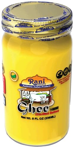 Rani Ghee Pure & Natural from Grass Fed Cows (Clarified Butter) 8oz (227g) ~ Glass Jar | Paleo Friendly | Keto Friendly | Gluten Free | Product of USA