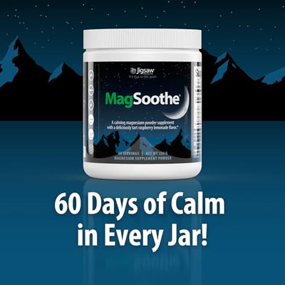 Jigsaw Health MagSoothe | Fast-Acting, Calming Magnesium Glycinate Powder Supplement | Raspberry Lemonade Flavor | 60 Servings (Jar)