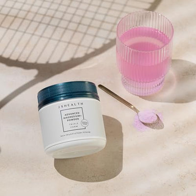 JSHealth Vitamins Advanced Magnesium+ Powder with Magnesium Glycinate & Citrate - 3 Bioavailable Forms, 400 mg/Serving