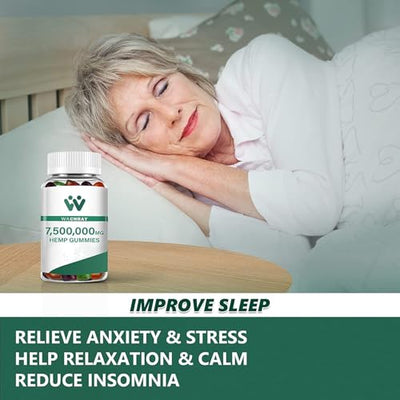 Organic Hemp Gummies High Potency for Pain Sleep Anxiety Advanced Extra Strength Edible Pure Hemp Oil Extract Relaxing Gummy Low Sugar (3-Pack)