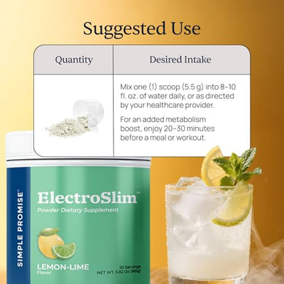 Simple Promise ElectroSlim - Sugar-Free Keto Electrolytes Powder - No Sugar Formula for Daily Energy Support and Hydration, Low Sodium Organic Electrolytes Powder, 30 Servings, Peach Flavor