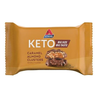 Atkins Caramel Almond Clusters, Gluten Free, High in Fiber, 1g Sugar, 2g Net Carb, Keto Friendly, 20 Count