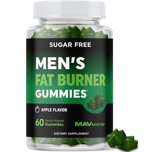 Men’s Fat Burner Gummies for Weight Loss | Green Tea, Green Coffee Bean, Garcinia Cambogia & Ketones | Belly Fat Burner for Men Weight Loss Gummies | Apple Flavored, Pectin-Based | 60 Gummies