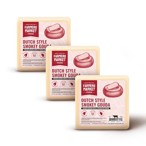 Farmers Market, Gluten Free, Keto, Paleo, Low Sodium, Zero Sugar, Wisconsin Cheese Gift Sets, 3-Pack, Dutch Style Smokey Gouda