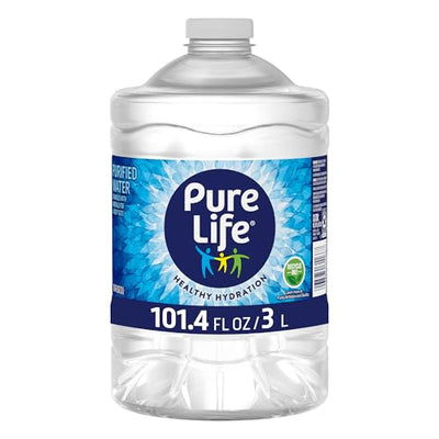 Pure Life Purified Water Bottles, 3L Jug - Still Bottled Water Enhanced with Minerals for a Crisp Taste, Plastic Bottles
