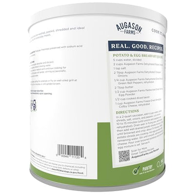 Augason Farms Dehydrated Potato Shreds Can - Gluten Free Dehydrated Survival Food with Long Shelf Life - Emergency Food Supply for Camping, Prep & Everyday Meals - 31 Servings