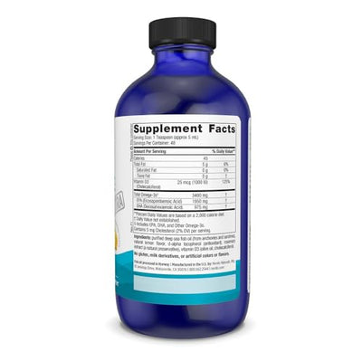 Nordic Naturals Ultimate Omega Xtra Liquid, Lemon Flavor - 8 oz - 3400 mg Omega-3 + 1000 IU Vitamin D3 - EPA & DHA - Brain, Heart, Joint, & Immune Health - Non-GMO - 48 Servings