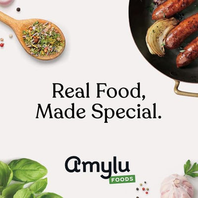 Amylu Foods Roasted Garlic Chicken Meatballs, Natural Ingredients, 15g of Protein, Chicken Raised with No Antibiotics, Fully Cooked, Gluten-Free, Pork-Free, No Nitrates or Nitrites, 10 oz