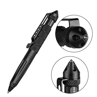 KEPEAK Military Tactical Pen, Professional Self Defense Pen, Emergency Glass Breaker Pen - Tungsten Steel, Writing EDC Survival Tool with 6 Refill