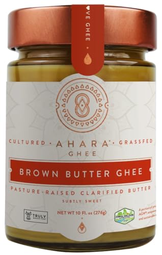 Ahara Rasa Brown Butter Ghee – Grass-Fed, Small-Batch Clarified, Lactose & Casein Free, Keto Friendly (10 oz) (10oz, Brown Butter)