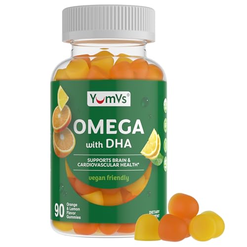 Vegan Omega 3 Supplement Gummies – Algae Oil Plant Based Vegan DHA – Fish Oil Alternative with Flaxseed & Algae – Non-GMO, No Carrageenan – Heart, Brain & Eye Support – Lemon & Orange – 90 Gummies