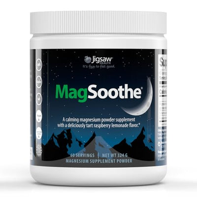 Jigsaw Health MagSoothe | Fast-Acting, Calming Magnesium Glycinate Powder Supplement | Raspberry Lemonade Flavor | 60 Servings (Jar)