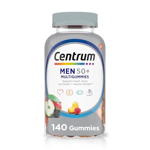 Centrum MultiGummies for Men 50 Plus, Multivitamin/Multimineral Supplement with Vitamins D3, E, B6, and B12, Assorted Fruit Flavor - 140 Count