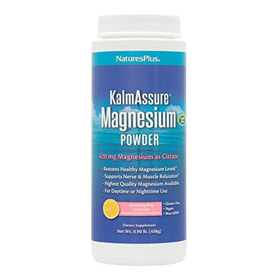 NaturesPlus KalmAssure Magnesium Powder - 0.9 lb - Pink Lemonade Flavor - Supports Nerve and Muscle Relaxation - Non-GMO, Gluten Free, Vegan - 60 Servings