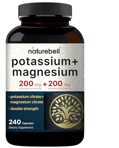 Naturebell Potassium Magnesium Electrolyte Powder Capsules | 200mg Potassium + 200mg Magnesium Citrate | Muscle, Heart & Hydration Support | Keto & Carnivore Friendly | No Sugar, Non-GMO
