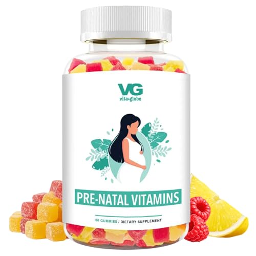 VITA GLOBE Prenatal Fish Oil Gummy Vitamins – 60 Count | Non-GMO Women’s Multivitamin with DHA, Folate, Vitamin D3, B12, Biotin & Iodine | Supports Healthy Fetal Growth, Brain & Immune Development