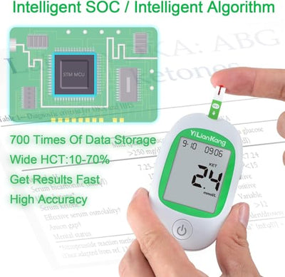 YiLianKang Blood Ketone Meter and 15 Blood Ketone Test Strips and 15 Lancets, Ketone Monitor Kit For Ketogenic Diet, Keto Test Check Ketosis, 5 Second Fast Get Results