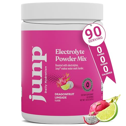 JUNP Electrolytes Powder No Sugar No Carbs - Dragonfruit Limeade Keto Electrolyte Drink Mix - Potassium & Salt Hydration Powder Electrolytes Zero Calorie Sugar Free Electrolyte Powder, 90 Servings
