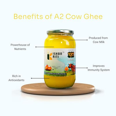 A2 Gir Cow Ghee Clarified Butter 8.45 Fl. Oz/250mL – 100% Pure Desi Ghee | Pasture-Raised | Gut Friendly Keto Friendly, Paleo, Lactose Free, Casein Free, Non-GMO |a2 ghee organic by Kishankriti