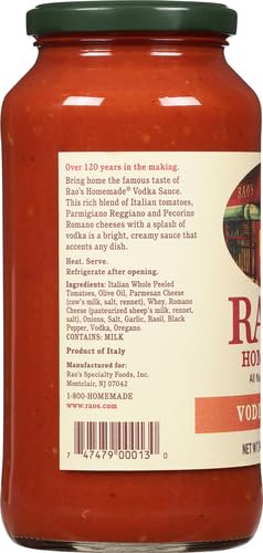 Rao's Homemade Vodka Sauce, 24 oz, Tomato Sauce, All Purpose, Keto Friendly Pasta Sauce, Premium Quality Tomatoes from Italy & Vodka