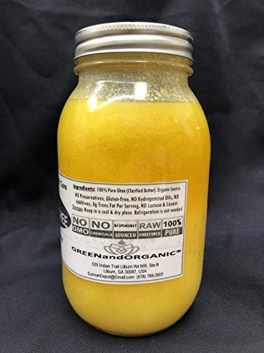 32oz/ 2Lb PREMIUM Organic Cow Ghee Grass-Fed Clarified Butter Non-GMO Lactose FREE Ghee Oil
