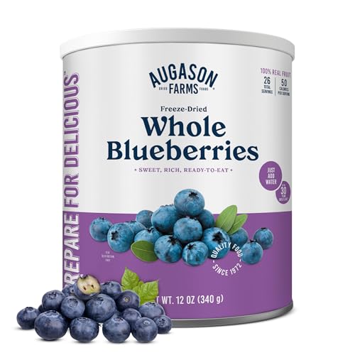 Augason Farms Freeze-Dried Whole Blueberries Emergency Food Supply, 26 Servings, 30 Year Shelf Life, Great for Cooking, Baking, and Snacks - Dehydrated Meals, Survival Food Camping Essentials Can