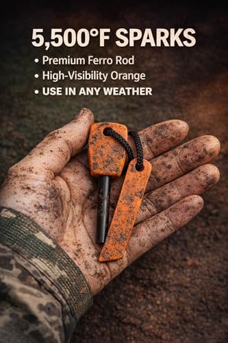 Fire Starter Magnesium Rod – Waterproof Ferro Rod with Striker – 20,000+ Strikes – Camping, Survival, Hiking, Bushcraft – Emergency Kit(Ultra-Compact)