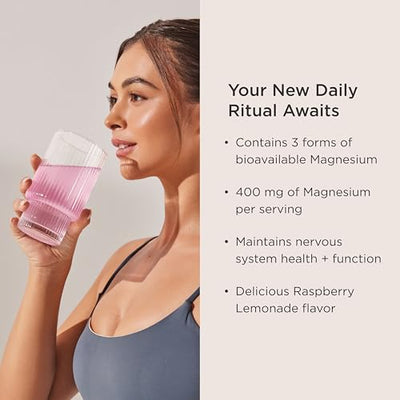 JSHealth Vitamins Advanced Magnesium+ Powder with Magnesium Glycinate & Citrate - 3 Bioavailable Forms, 400 mg/Serving