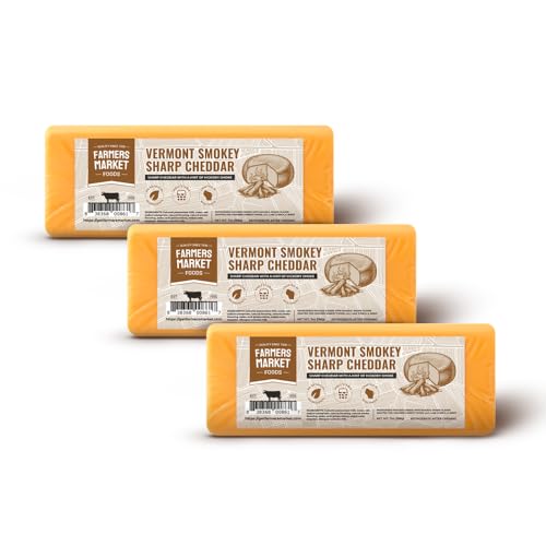 Farmers Market, Gluten Free, Keto, Paleo, Low Sodium, Zero Sugar, Wisconsin Cheese Gift Sets, 3-Pack, Vermont Smokey Sharp Cheddar