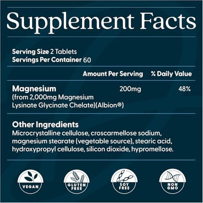 Doctor's Best High Absorption Magnesium Glycinate Lysinate Supplement for Sleep Support - Chelated Magnesium Tablets for Women & Men, 200mg per Serving, Supports Calm & Relaxation, Vegan - 120 Count
