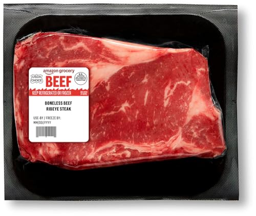 Amazon Grocery, Beef Ribeye Steak, Boneless, USDA Choice, Weight Varies