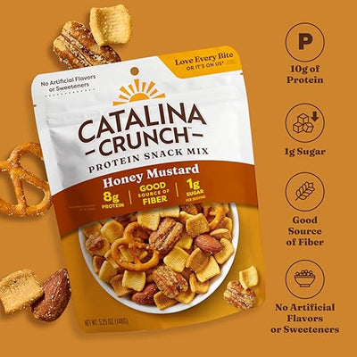 Catalina Crunch Protein Snack Mix - 8g Protein, 1g Sugar per Serving - Good Source of Fiber, Keto, Gluten Free - Honey Mustard, 5.25 Ounce Bag (Pack of 1)