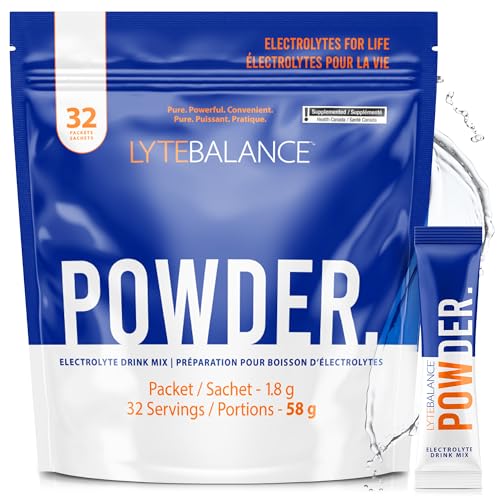 LYTE BALANCE Powder 32 Double Strength Packets, Naturally Salty Electrolyte Drink Mix w/Sodium, Potassium & Magnesium | Daily Hydration, Muscle Recovery, Immune Support | Keto, Paleo, No Sugar
