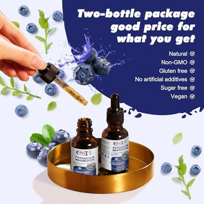 Alliwise 2 Pack Potassium Magnesium Supplement Liquid - High Absorption Calm Magnesium Complex & Potassium Plus Calcium, Vitamin D3, Zinc for Leg Cramps & Bone & Energy & Immune Support - 4 Fl oz
