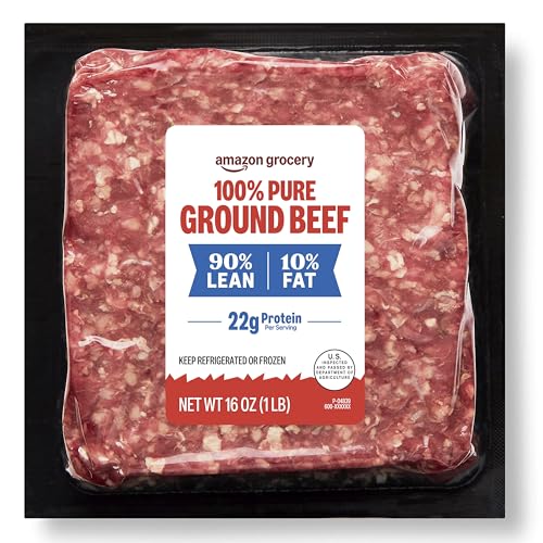 Amazon Grocery, Ground Beef, 90% Lean/10% Fat, 1 lb (Previously Fresh Brand, Packaging May Vary)