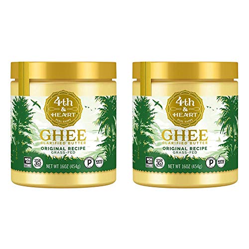 4th & Heart Original Ghee Original Grass Fed Ghee Butter by , (2 x 16oz Jars), Keto, Pasture Raised, Non-GMO, Lactose and Casein Free, Certified Paleo, 32 Ounce (Pack of 2)