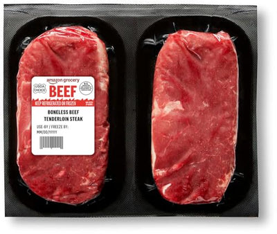Amazon Grocery, Beef Tenderloin Steak, Boneless, USDA Choice, Weight Varies