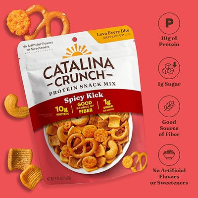 Catalina Crunch Protein Snack Mix with Cheese Crisps - 10g Protein, 1g Sugar per Serving - Good Source of Fiber, Keto, Gluten Free - Spicy Kick, 5.25 Ounce Bag (Pack of 1)