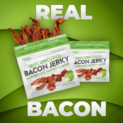 Applewood Smoked Bacon Jerky, 12g Protein Per Bag, Tender & Easy to Chew Fully Cooked Bacon, USA Made High Protein Carnivore Snacks (2 Bags)