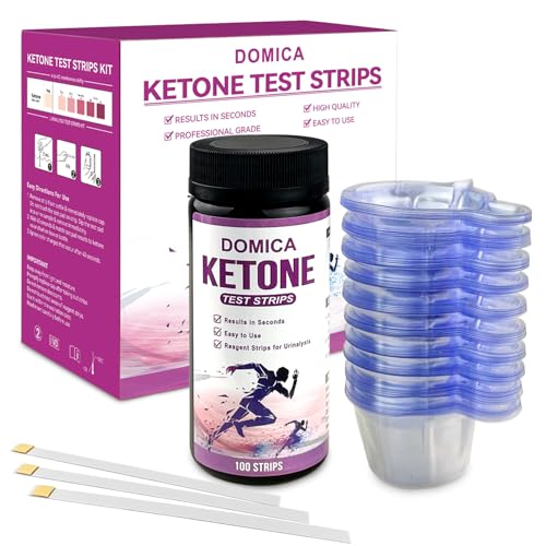 100 Urine Ketone Test Strips with 100 Urine Cups, Fast 40-Second Results, 3-Step Testing Keto Pee Sticks, Daily Ketone Checking Strips