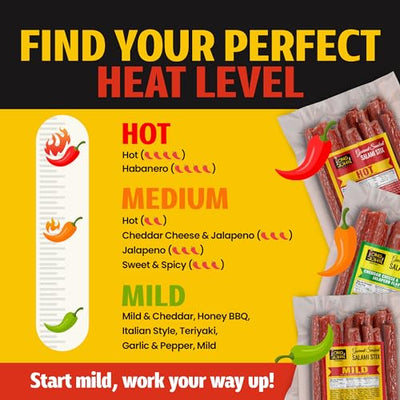 Long John Snacks Dried Salami Sticks - High Protein Smoked Meat Sticks Bulk Pack - Handcrafted From Fresh, Never-Frozen Cuts of USA Beef and Pork - Low Carb, Keto Snacks - Italian, 16 Oz
