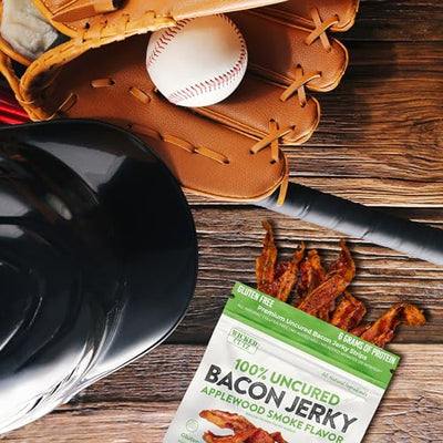 Applewood Smoked Bacon Jerky, 12g Protein Per Bag, Tender & Easy to Chew Fully Cooked Bacon, USA Made High Protein Carnivore Snacks (2 Bags)
