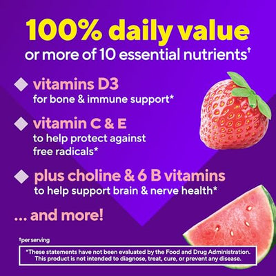 vitafusion Power Plus Women’s Multivitamin Gummies, 100% Daily Value or More of 10 Nutrients, Helps Support Nerve, Energy Metabolism, Bone & Immune Health, Strawberry & Watermelon Flavor, 90 Count
