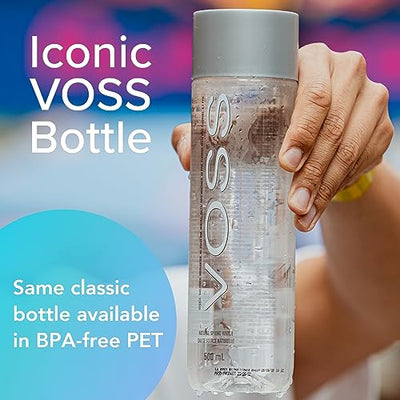VOSS Premium Still Bottled Natural Water - BPA-Free - High Grade PET - Recyclable Plastic - Pure Drinking Water with Unique & Iconic Bottle Design - 24 Pack