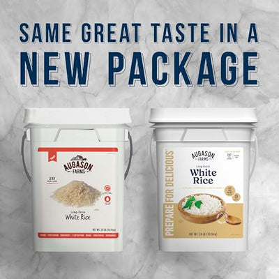 Augason Farms Long Grain White Rice 4-Gallon Pail, Emergency Food Supply, Everyday Meals, 242 Servings